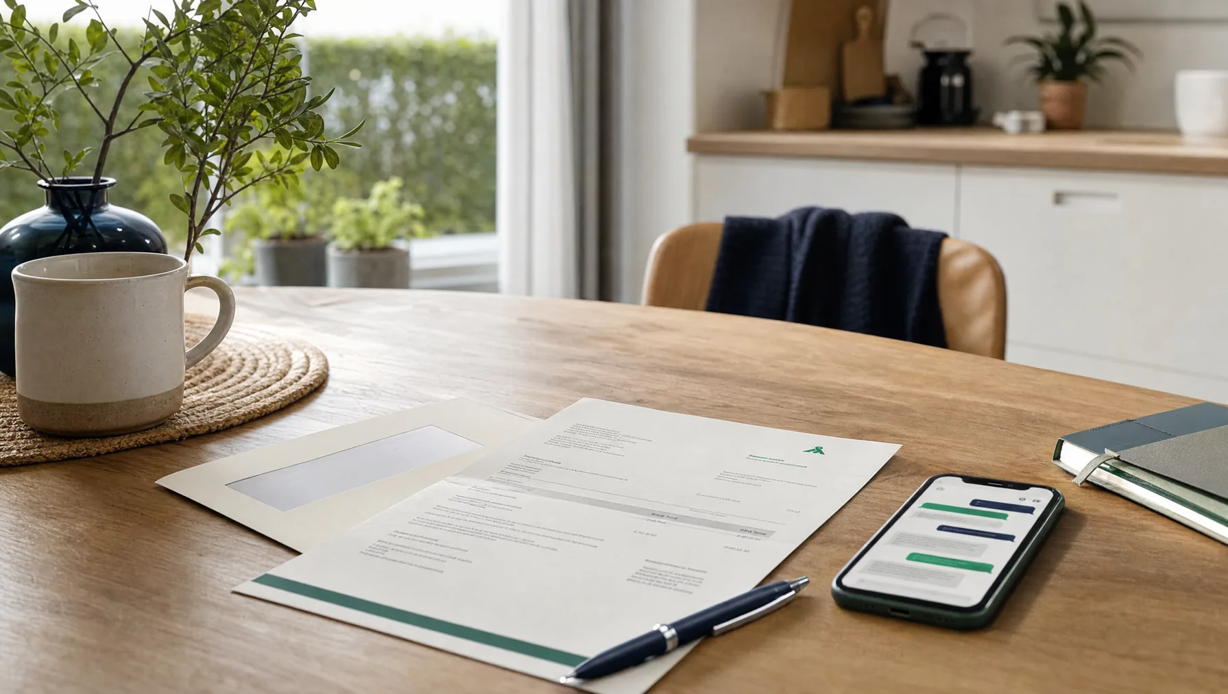 Document et téléphone sur une table